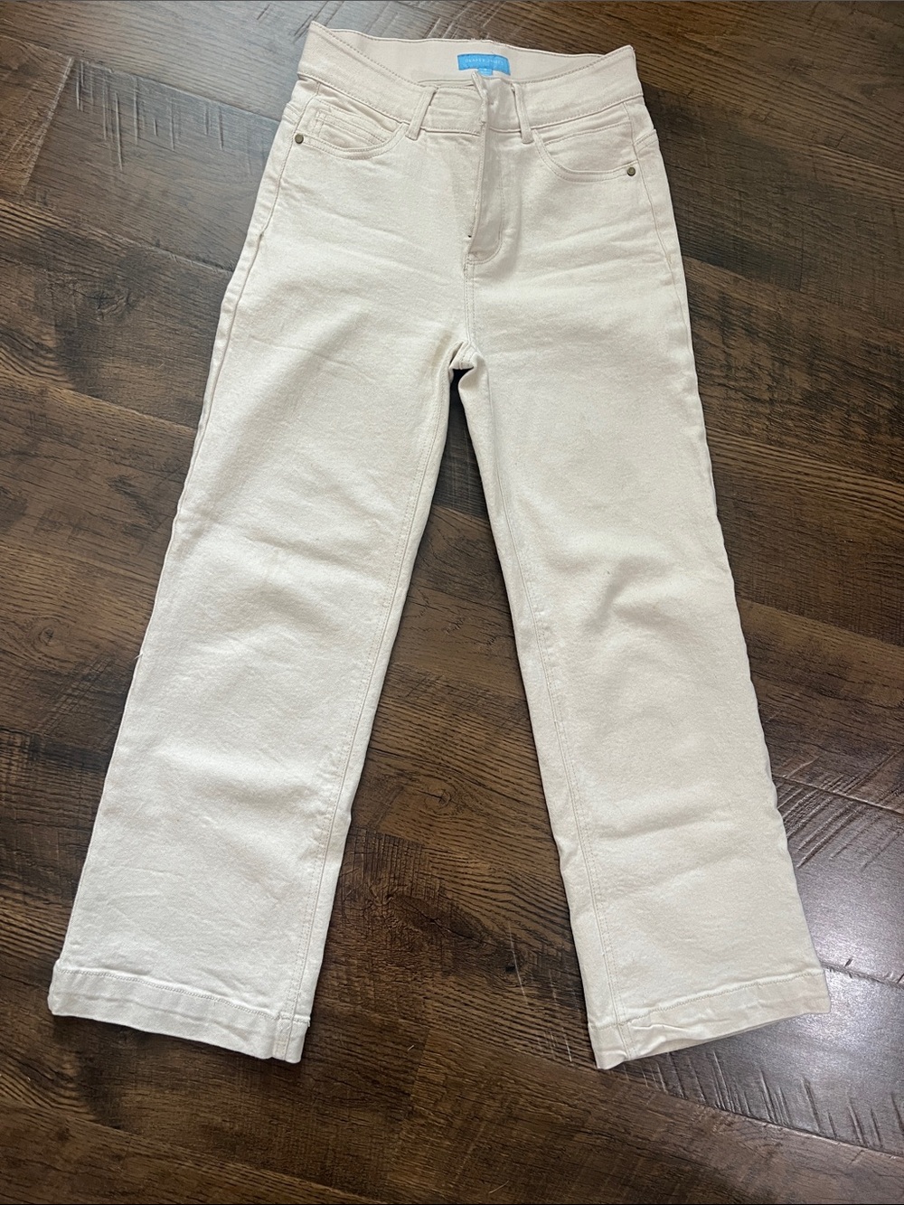 Draper James Cream High-Rise Jeans